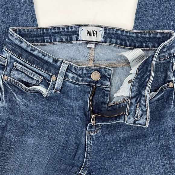 Paige Denim Verdugo Ankle Raw Hem Stretch Mid-Rise Skinny Jeans Cropped Blue 27 - Picture 4 of 13